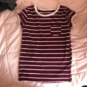 Red and white stripped shirt